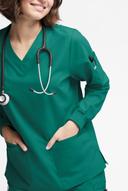 Butter-Soft Originals Women's 7-Pocket Curved V-Neck Long Sleeve Scrub Top in Hunter | Size M Polyester/cotton