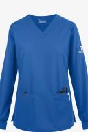 Butter-Soft Originals Women's 7-Pocket Curved V-Neck Long Sleeve Scrub Top in Royal | Size M Polyester/cotton