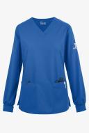 Butter-Soft Originals Women's 7-Pocket Curved V-Neck Long Sleeve Scrub Top in Royal | Size S Polyester/cotton