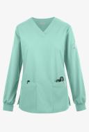 Butter-Soft Originals Women's 7-Pocket Curved V-Neck Long Sleeve Scrub Top in Water Mint | Size 2x Polyester/cotton