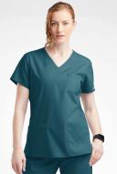 Butter-Soft Originals Women's 7-Pocket Curved V-Neck Scrub Top in Caribbean Blue | Size L Polyester/cotton