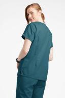 Butter-Soft Originals Women's 7-Pocket Curved V-Neck Scrub Top in Caribbean Blue | Size L Polyester/cotton