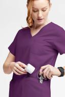 Butter-Soft Originals Women's 7-Pocket Curved V-Neck Scrub Top in Eggplant | Size M Polyester/cotton