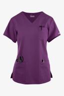 Butter-Soft Originals Women's 7-Pocket Curved V-Neck Scrub Top in Eggplant | Size XS Polyester/cotton