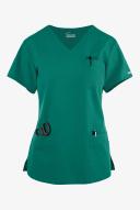 Butter-Soft Originals Women's 7-Pocket Curved V-Neck Scrub Top in Hunter | Size 3x Polyester/cotton