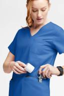 Butter-Soft Originals Women's 7-Pocket Curved V-Neck Scrub Top in Royal | Size XS Polyester/cotton
