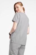 Butter-Soft Originals Women's 7-Pocket Curved V-Neck Scrub Top in Silver | Size M Polyester/cotton
