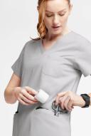 Butter-Soft Originals Women's 7-Pocket Curved V-Neck Scrub Top in Silver | Size M Polyester/cotton