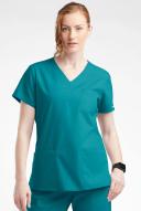 Butter-Soft Originals Women's 7-Pocket Curved V-Neck Scrub Top in Teal | Size XS Polyester/cotton