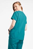 Butter-Soft Originals Women's 7-Pocket Curved V-Neck Scrub Top in Teal | Size XS Polyester/cotton