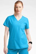 Butter-Soft Originals Women's 7-Pocket Curved V-Neck Scrub Top in Turquoise | Size L Polyester/cotton
