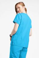 Butter-Soft Originals Women's 7-Pocket Curved V-Neck Scrub Top in Turquoise | Size L Polyester/cotton