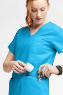 Butter-Soft Originals Women's 7-Pocket Curved V-Neck Scrub Top in Turquoise | Size L Polyester/cotton