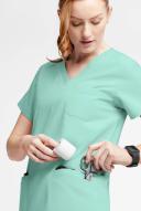 Butter-Soft Originals Women's 7-Pocket Curved V-Neck Scrub Top in Water Mint | Size M Polyester/cotton