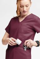 Butter-Soft Originals Women's 7-Pocket Curved V-Neck Scrub Top in Wine | Size M Polyester/cotton