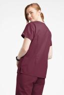 Butter-Soft Originals Women's 7-Pocket Curved V-Neck Scrub Top in Wine | Size M Polyester/cotton