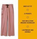 Carhartt Cross-Flex Force Women's 7-Pocket Stretch Utility Cargo Scrub Pants in Mauve | Size M Polyester/spandex