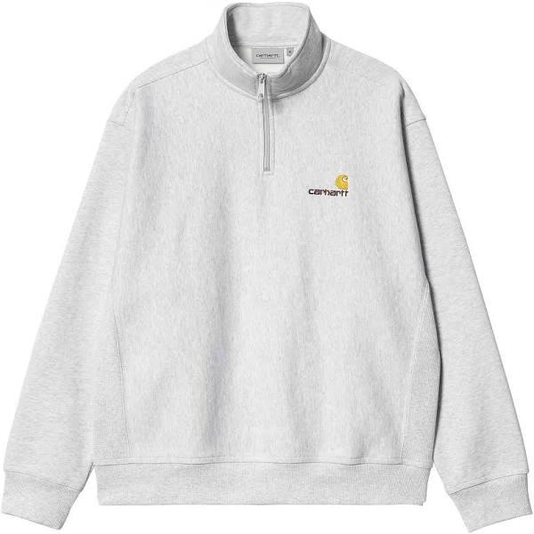 Carhartt WIP Men's Half Zip American Script Sweat in Ash Heather, Size X-Small | END. Clothing
