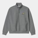 Carhartt WIP Men's Half Zip American Script Sweat in Dark Grey Heather, Size XX-Large | END. Clothing