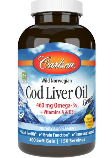 Carlson Labs Cod Liver Oil, Lightly Lemon, 1000 mg - 300 count