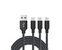 Catzon 1m 2m 3M 3packs USB Type C Cable Nylon Braided W Phone Cable Fast Charger Cable USB Cord -Black Gray - 1M+2M+3M - AfterPay & zipPay Available