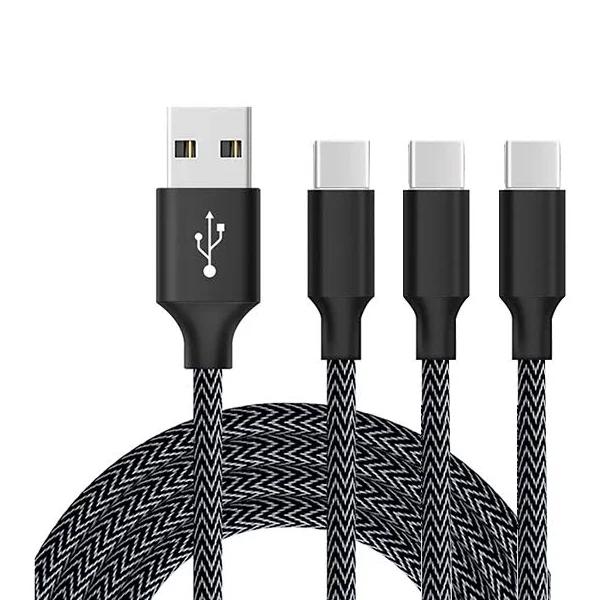 Catzon 1m 2m 3M 3packs USB Type C Cable Nylon Braided W Phone Cable Fast Charger Cable USB Cord -Black Gray - 1M+2M+3M - AfterPay & zipPay Available