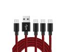 Catzon 1m 2m 3M 4packs Micro USB Cable Nylon Braided W Phone Cable Fast Charger Cable USB Cord -Black Red - Earn Everyday Rewards, AfterPay Available