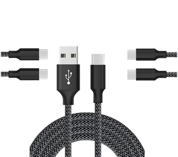 Catzon 1m 2m 3M 5Packs USB Type C Cable Nylon Braided W Phone Cable Fast Charger Cable USB Cord -Black Gray - 2m - AfterPay & zipPay Available