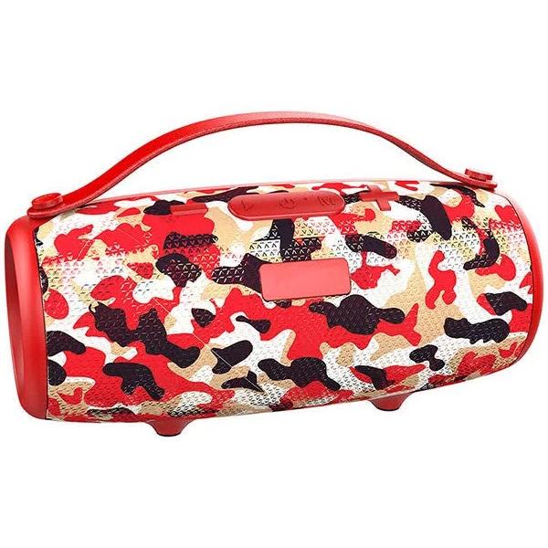 Catzon S34 Portable Wireless HiFi Speaker Bluetooth Speaker Subwoofer Speakers With Mic Support TF Card/AUX/USB Flash Drive (Cam Red)