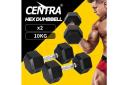 Centra 2x Rubber Hex Dumbbell 10kg Home Gym Exercise Weight Fitness Training - AfterPay & zipPay Available