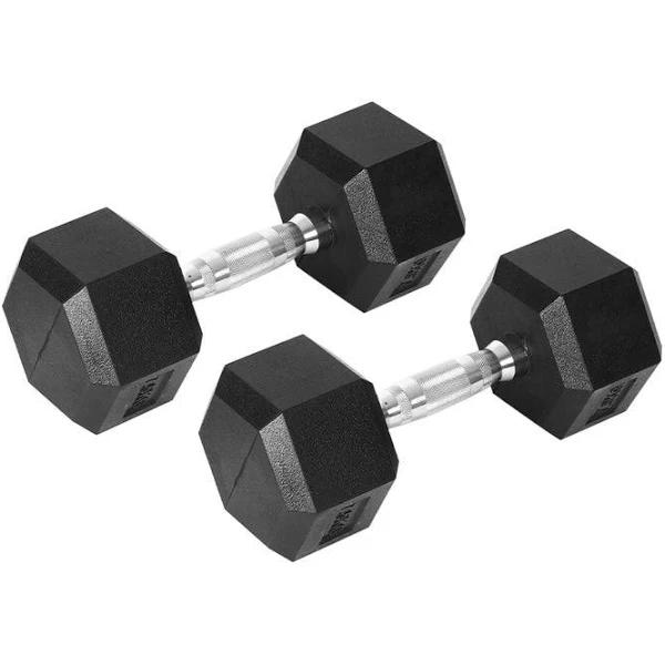 Centra 2x Rubber Hex Dumbbell 10kg Home Gym Exercise Weight Fitness Training - AfterPay & zipPay Available