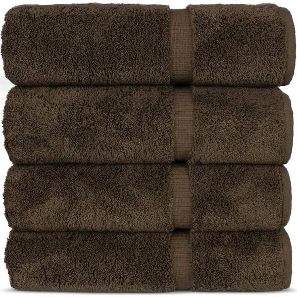 Chakir Turkish Linens 100% Cotton Premium Turkish Towels For Bathroom | 27'' x 54'' (4-Piece Bath Towels - Cocoa)