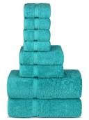 Chakir Turkish Linens | Hotel & Spa Quality 100% Cotton Premium Turkish Towels | Soft & Absorbent (8-piece Towel Sets, Aqua)