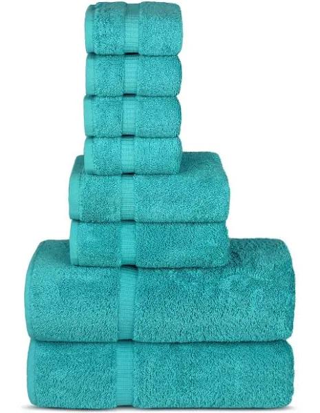 Chakir Turkish Linens | Hotel & Spa Quality 100% Cotton Premium Turkish Towels | Soft & Absorbent (8-piece Towel Sets, Aqua)