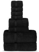 Chakir Turkish Linens | Hotel & Spa Quality 100% Cotton Premium Turkish Towels | Soft & Absorbent (8-piece Towel Sets, Black)