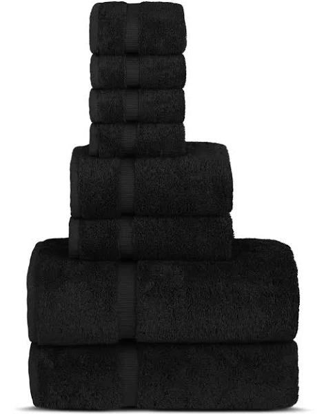 Chakir Turkish Linens | Hotel & Spa Quality 100% Cotton Premium Turkish Towels | Soft & Absorbent (8-piece Towel Sets, Black)