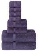 Chakir Turkish Linens | Hotel & Spa Quality 100% Cotton Premium Turkish Towels | Soft & Absorbent (8-piece Towel Sets, Plum)