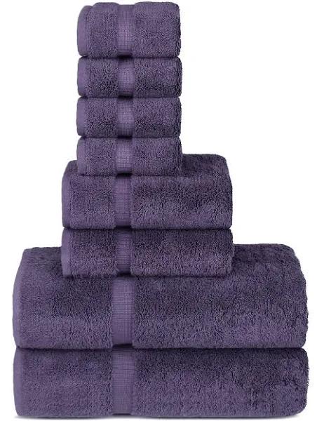 Chakir Turkish Linens | Hotel & Spa Quality 100% Cotton Premium Turkish Towels | Soft & Absorbent (8-piece Towel Sets, Plum)
