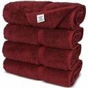 Chakir Turkish Linens Turkish Cotton Luxury Hotel & Spa Bath Towel, Bath Towel - Set of 4, Cranberry