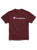 Champion Men's Classic Jersey Tee, Script Logo - Maroon, M