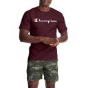 Champion Men's Classic Jersey Tee, Script Logo - Maroon, M