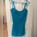 Cherie Mesh Monogram Mini Dress | Aquamarine | MESHKI Mini Dresses | Size M | in Multiple Sizes & Styles | AfterPay Available