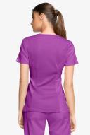 Cherokee Infinity Women's 3-Pocket Stretch Round Neck Scrub Top in Bright Violet | Size 2x Polyester/spandex