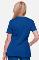 Cherokee Infinity Women's 3-Pocket Stretch Round Neck Scrub Top in Bright Violet | Size XL Polyester/spandex