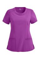 Cherokee Infinity Women's 3-Pocket Stretch Round Neck Scrub Top in Bright Violet | Size XL Polyester/spandex
