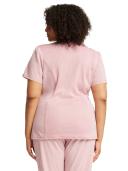 Cherokee Infinity Women's 3-Pocket Stretch Round Neck Scrub Top in Frosted Rose Heather | Size 3x Polyester/spandex
