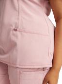 Cherokee Infinity Women's 3-Pocket Stretch Round Neck Scrub Top in Frosted Rose Heather | Size 3x Polyester/spandex