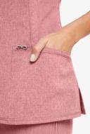 Cherokee Infinity Women's 3-Pocket Stretch Round Neck Scrub Top in Frosted Rose Heather | Size 3x Polyester/spandex