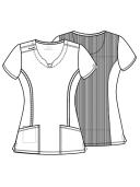 Cherokee Infinity Women's 3-Pocket Stretch Round Neck Scrub Top in Peach Linen | Size 2x Polyester/spandex