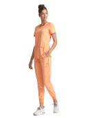 Cherokee Infinity Women's 3-Pocket Stretch Round Neck Scrub Top in Peach Linen | Size M Polyester/spandex